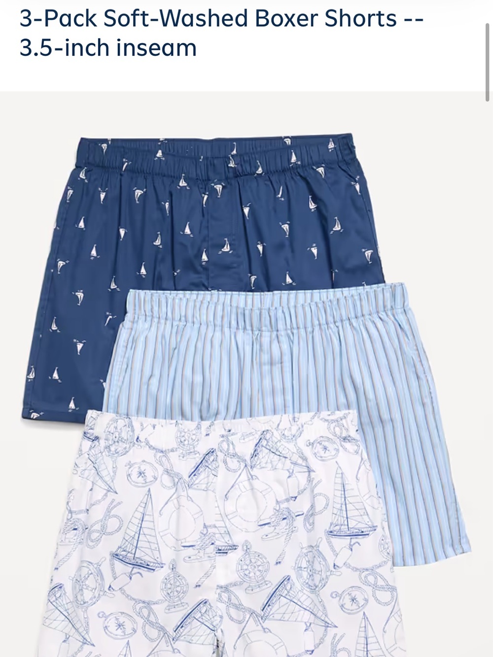 Old Navy Men's Boxer Brief 3-Pack - White, Navy, Light Blue